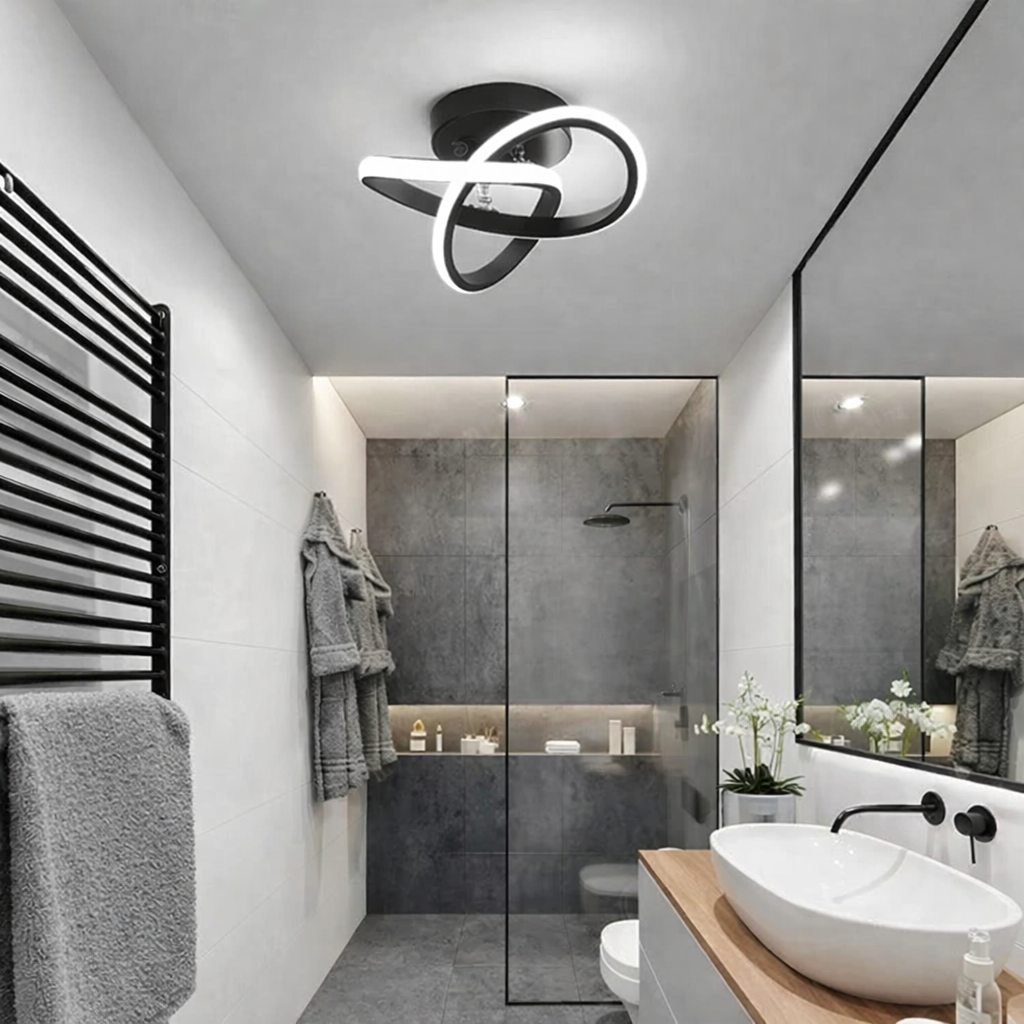 Elagans Siyah Modern Ultra Power Beyaz Ledli Plafonyer Tekli Ledli Avize